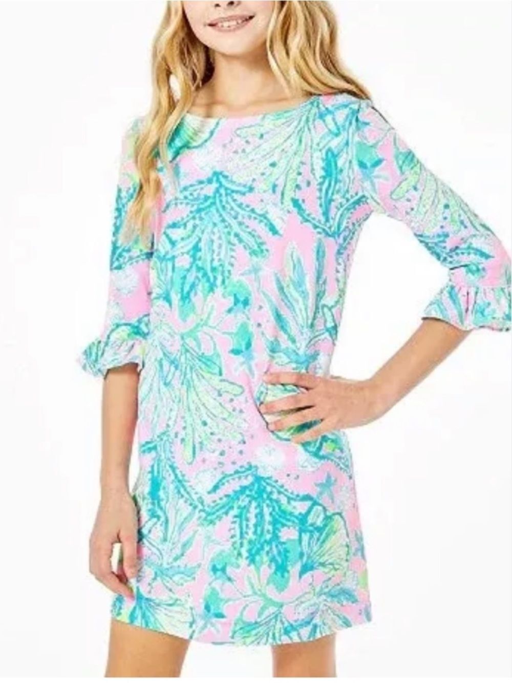 Lilly Pulitzer Mini Sophie Dress Girls Size Medium Ruffle Mandevilla Resortwear